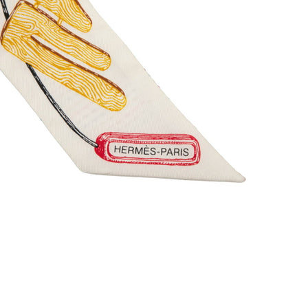 Hermes Herms Twilly Chevaloscope Neon Scarf/Muffler In White