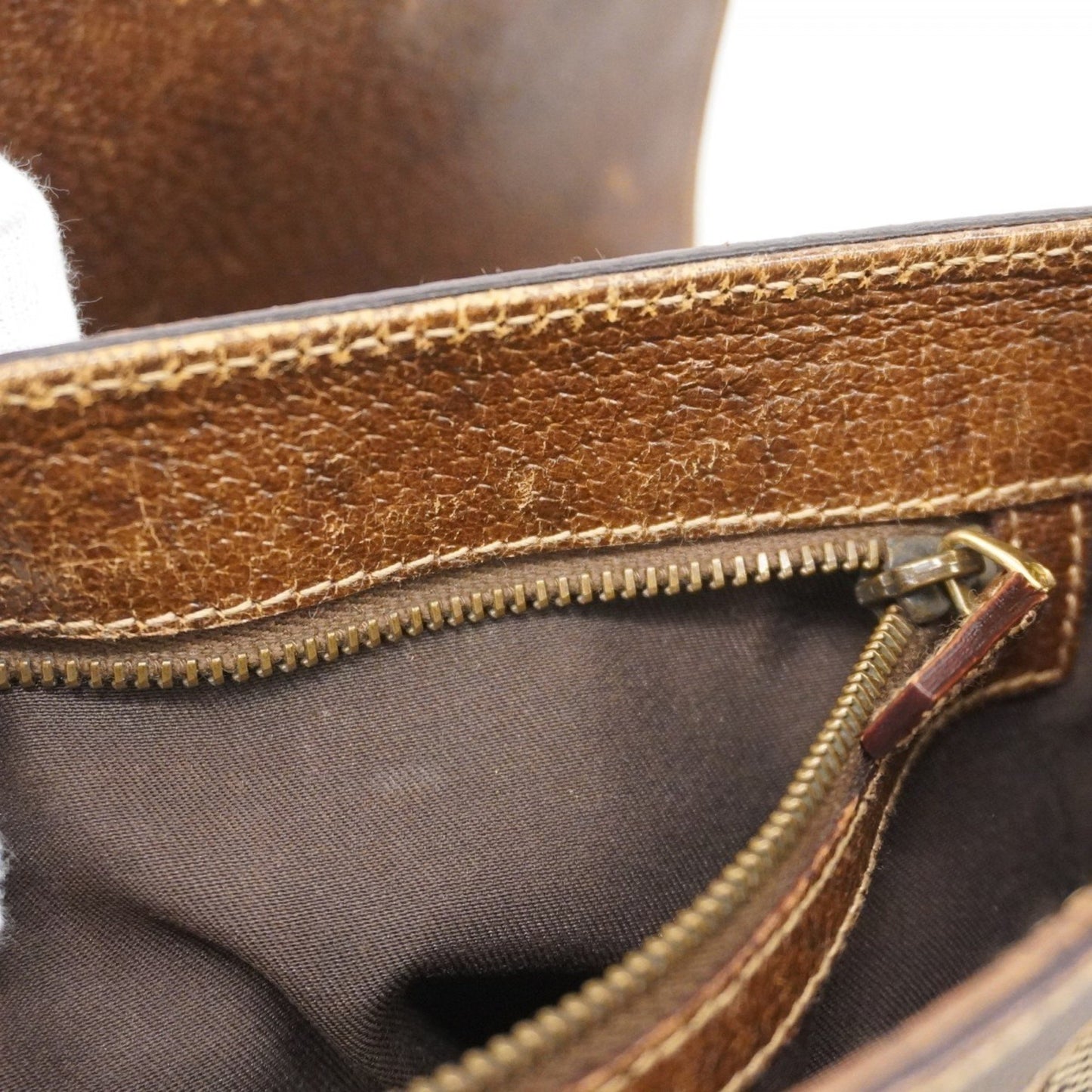 Gucci Gg Canvas Sherry Line Shoulder Bag 144010 Brown