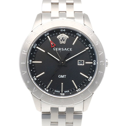 Versace Universe Gmt Watch Stainless Steel Wr 3Atm Quartz