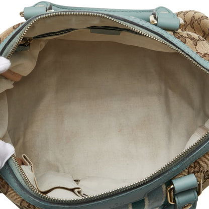 Gucci Gg Canvas Handbag/Shoulder Bag 2Way 247205 Beige Blue Leather