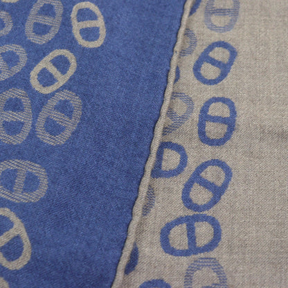 Hermes Men'S Cashmere And Silk Chaine D'Ancre All-Over Print Two-Tone Stole/Scarf In Blue Light
