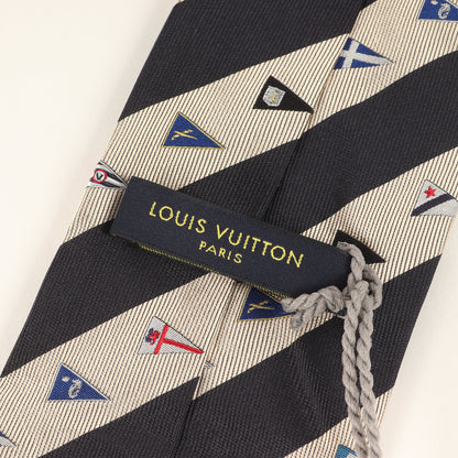 Louis Vuitton Cup Limited Edition Regimental Silk Cravat Tie In Beige With Flag Sail