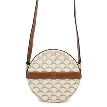 Celine Shoulder Bag Triomphe Round Purse 10G342 Celine White