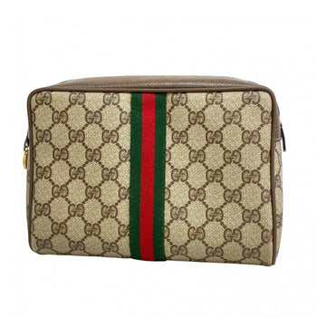 Gucci Gg Supreme Sherry Line Clutch Bag 63 01 012 Brown