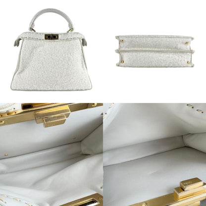 Fendi Peekaboo I See You Boa Handbag Shoulder Bag In White And Gold