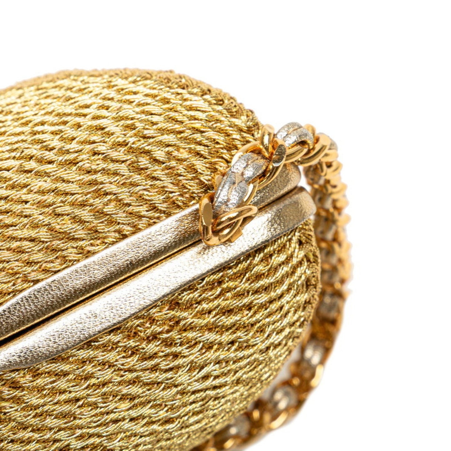 Chanel Coco Mark Clasp Chain Shoulder Bag In Gold Glitter Canvas