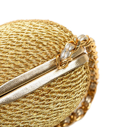 Chanel Coco Mark Clasp Chain Shoulder Bag In Gold Glitter Canvas