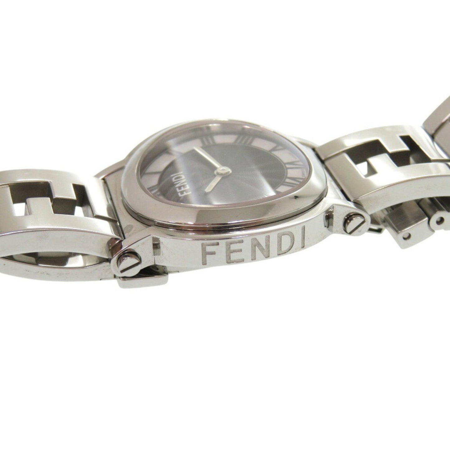 Fendi 6100L Caredro Shell Stainless Steel Black Quartz Watch
