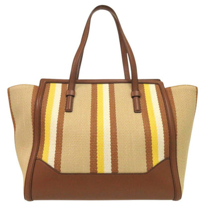 Salvatore Ferragamo Amy Tote Bag Striped Leather Canvas Multicolor 0996Salvatore