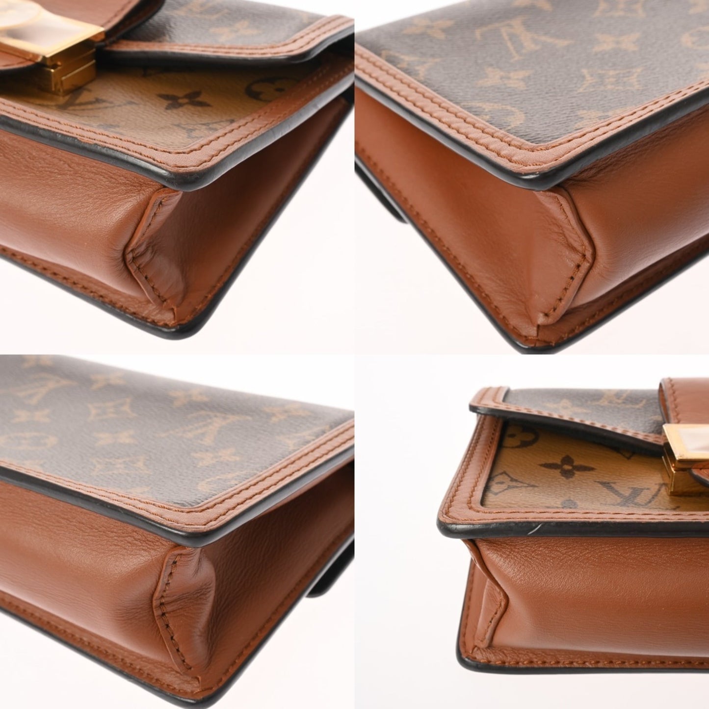 Louis Vuitton Monogram Reverse Portefeuille Dauphine Brown M68746 Women'S Canvas Shoulder Bag