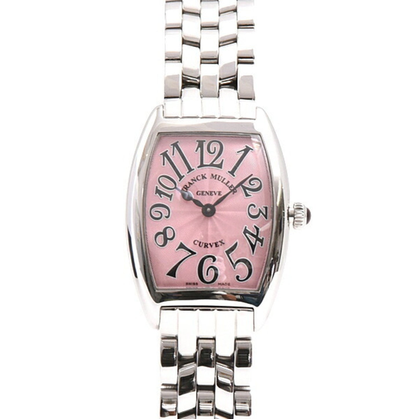 Franck Muller Women'S Tonneau Curvex Battery-Operated Watch With Pink Guilloche Design