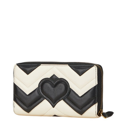 Gucci Gg Marmont Heart Quilted Zip-Around Long Wallet 443123 White