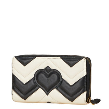 Gucci Gg Marmont Heart Quilted Zip-Around Long Wallet 443123 White
