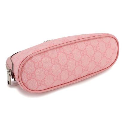Gucci Ophidia Gg Supreme Pouch Bag Leather Pink 625551 Silver Hardware