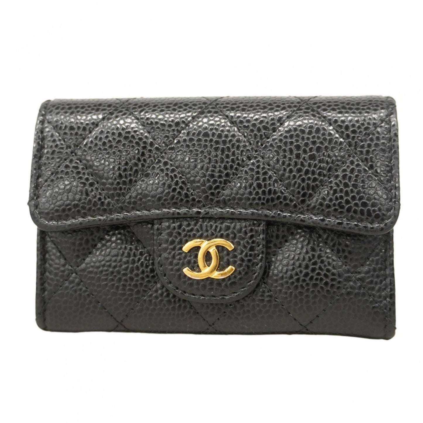 Chanel Matelasse Business Card Case In Caviar Leather