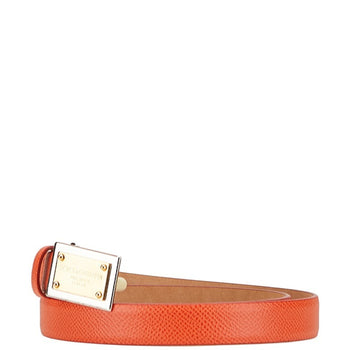 Dolce & Gabbana Logo Plate Belt 75.30 Be0795 Orange Leather