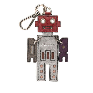 Prada Robot Keychain Charm In Multicolored Leather