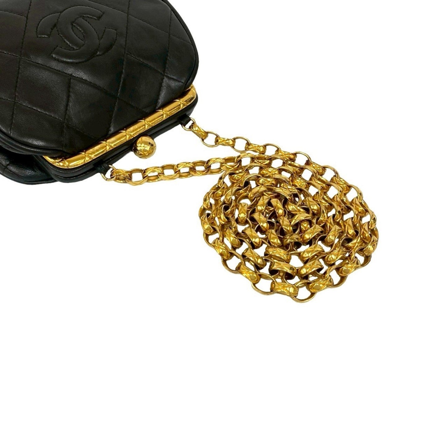 Chanel Matelasse Coco Lambskin Leather Clasp Chain Mini Shoulder Bag