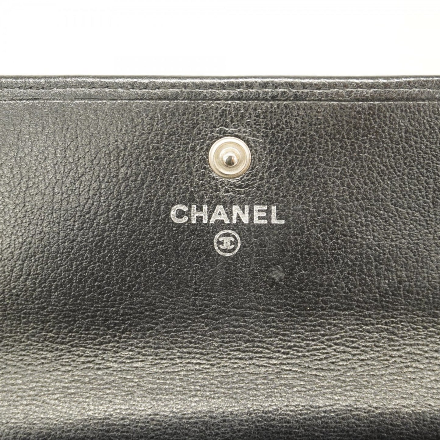 Chanel Camellia Leather Long Wallet Black