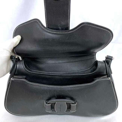 Salvatore Ferragamo Bag Ec-21595 Black Bk-21 3764 Leather Flap