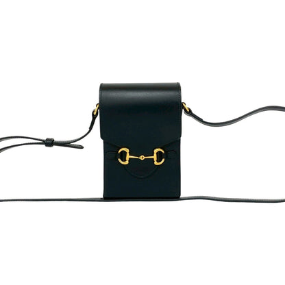 Gucci Horsebit 1955 Calf Leather Mini Shoulder Bag/Pochette/Sacoche In Black 179-7