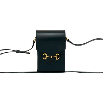Gucci Horsebit 1955 Calf Leather Mini Shoulder Bag/Pochette/Sacoche In Black 179-7