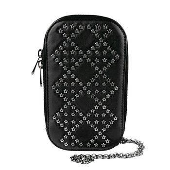 Christian Dior Shoulder Bag Phone Holder Tech Holder Leather Metal Black