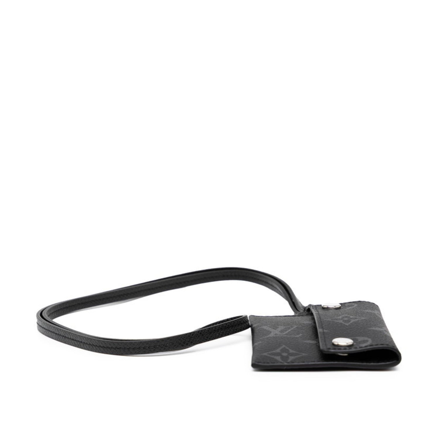 Louis Vuitton Monogram Eclipse Porte Carte On-Strap Business Card Case M83155 Black Leather