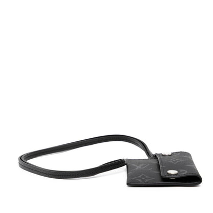 Louis Vuitton Monogram Eclipse Porte Carte On-Strap Business Card Case M83155 Black Leather
