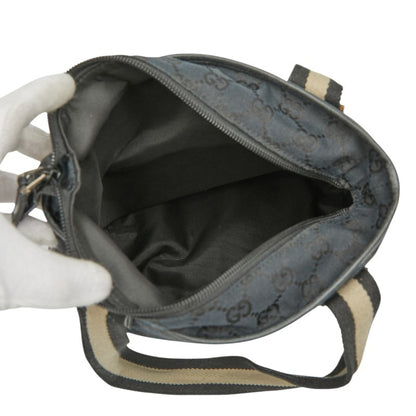 Gucci Gg Canvas Handbag 019 0402 Black Leather