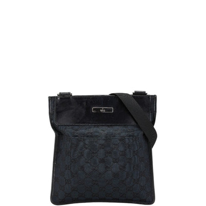 Gucci Gg Canvas Shoulder Bag 019 0343 200047 Navy Black Leather