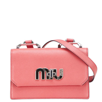 Miu Miu Miu Logo Crossbody Shoulder Bag 5Bh087 Pink Leather