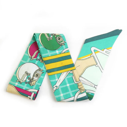 Hermes Hermes Scarf/Muffler Twilly Silk Green Multicolor