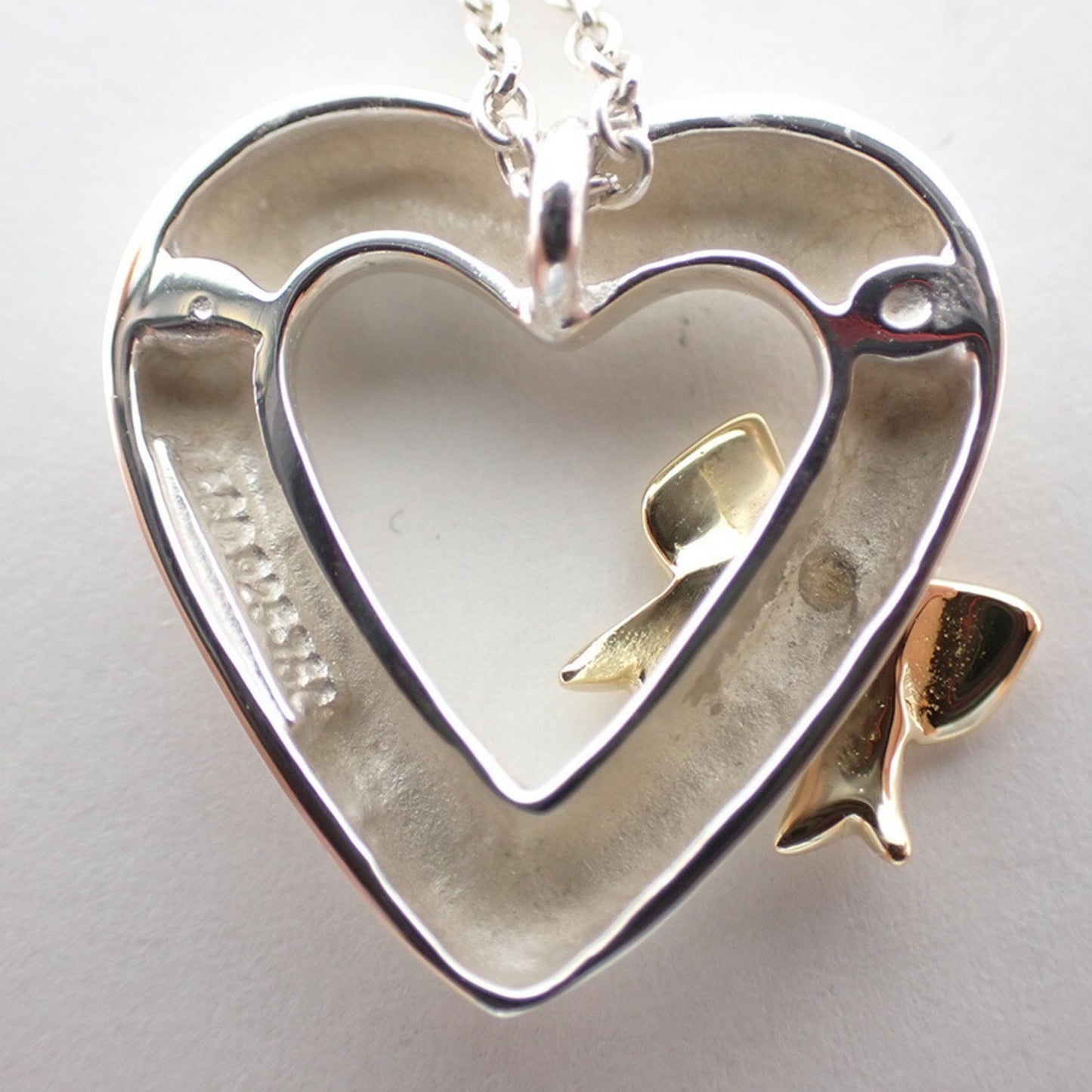 Tiffany 925 750 Heart Ribbon Pendant Necklace