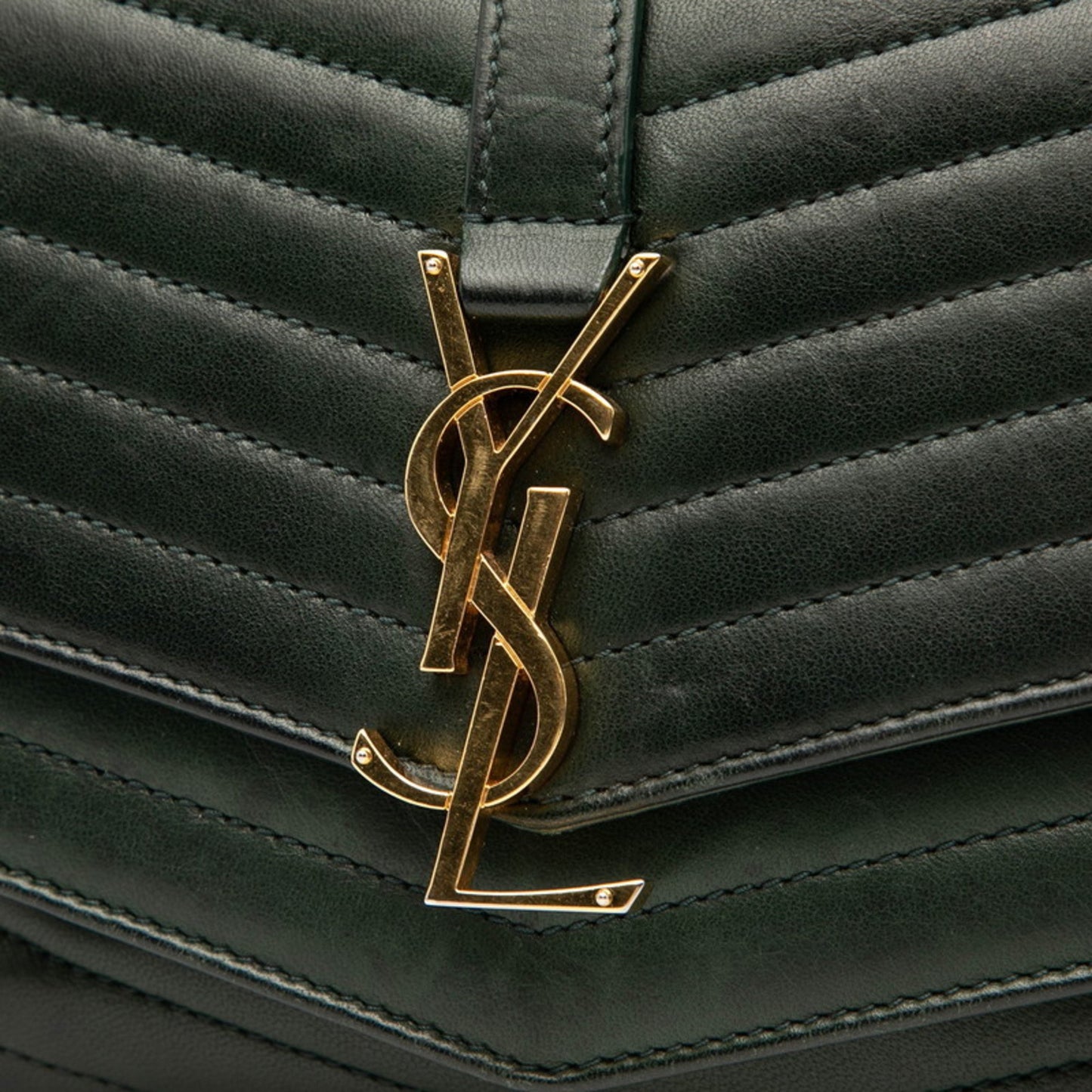 Saint Laurent Logo Chain Shoulder Bag In Green