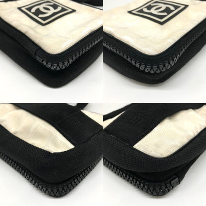 Chanel Sport Line Shoulder Bag Pochette Nylon Ivory Black Coco Mark No.8 Chanel