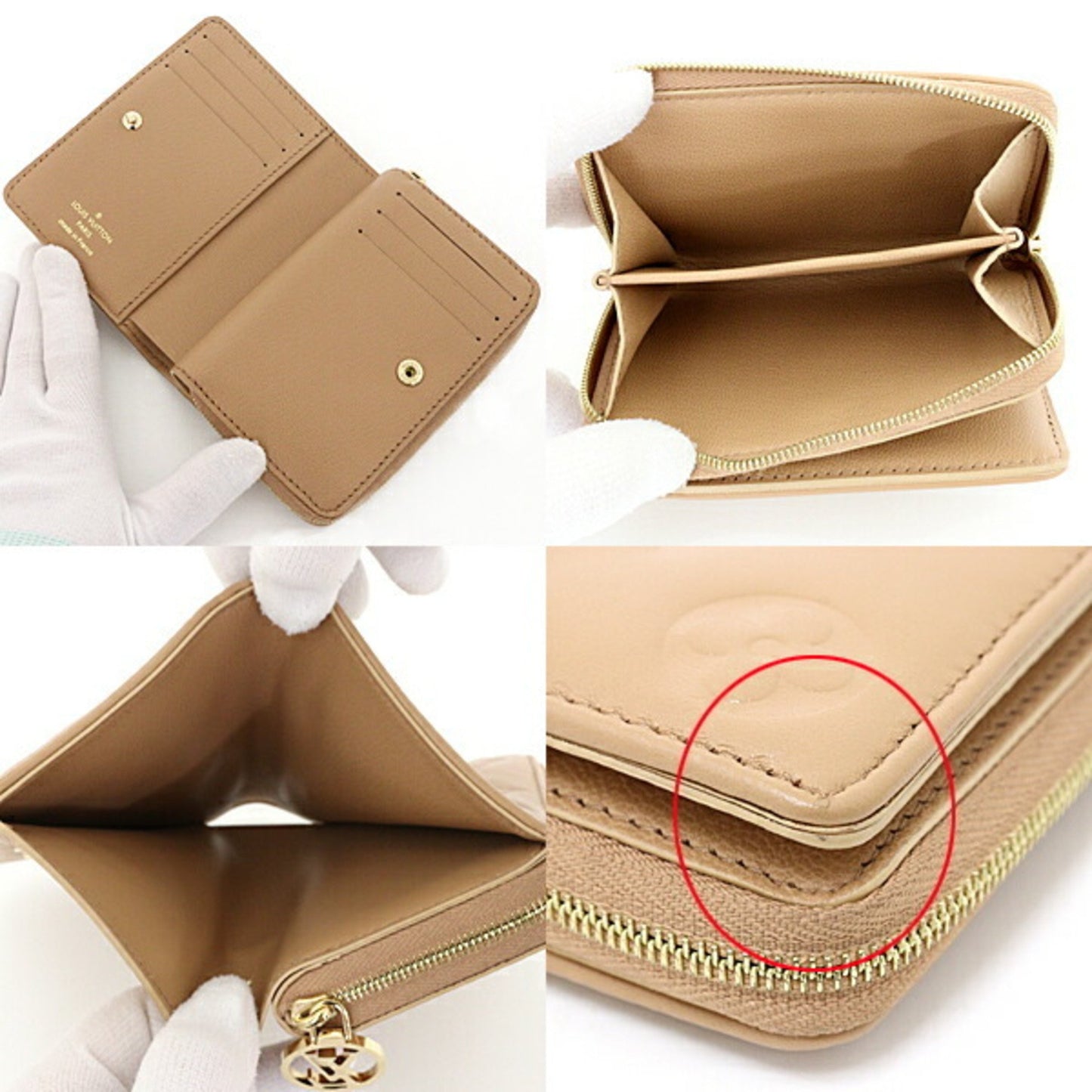 Louis Vuitton Louis Vuitton Portefeuille Lou Monogram Embossed Lamb Leather M81673 Camel S