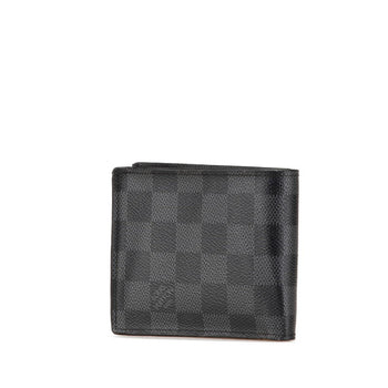 Louis Vuitton Damier Graphite Portefeuille Marco Nm Bi-Fold Wallet N63336 Black Pvc