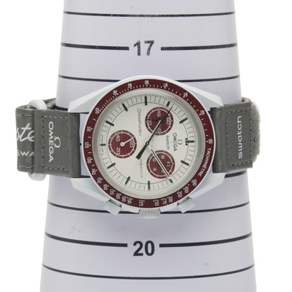 Omega X Swatch Speedmaster Moonswatch Mission To Pluto Watch So33M101 Quartz Movement White Dial