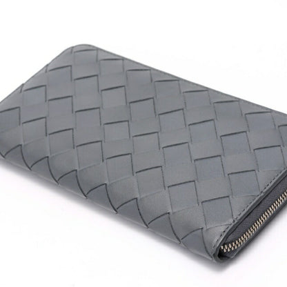 Bottega Veneta Intrecciato Zip Around Wallet Round 749427 Leather Gray K-157902