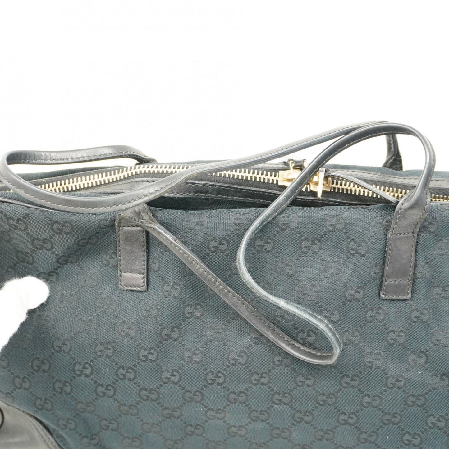 Gucci Gg Canvas Tote Bag 169944 Black Champagne