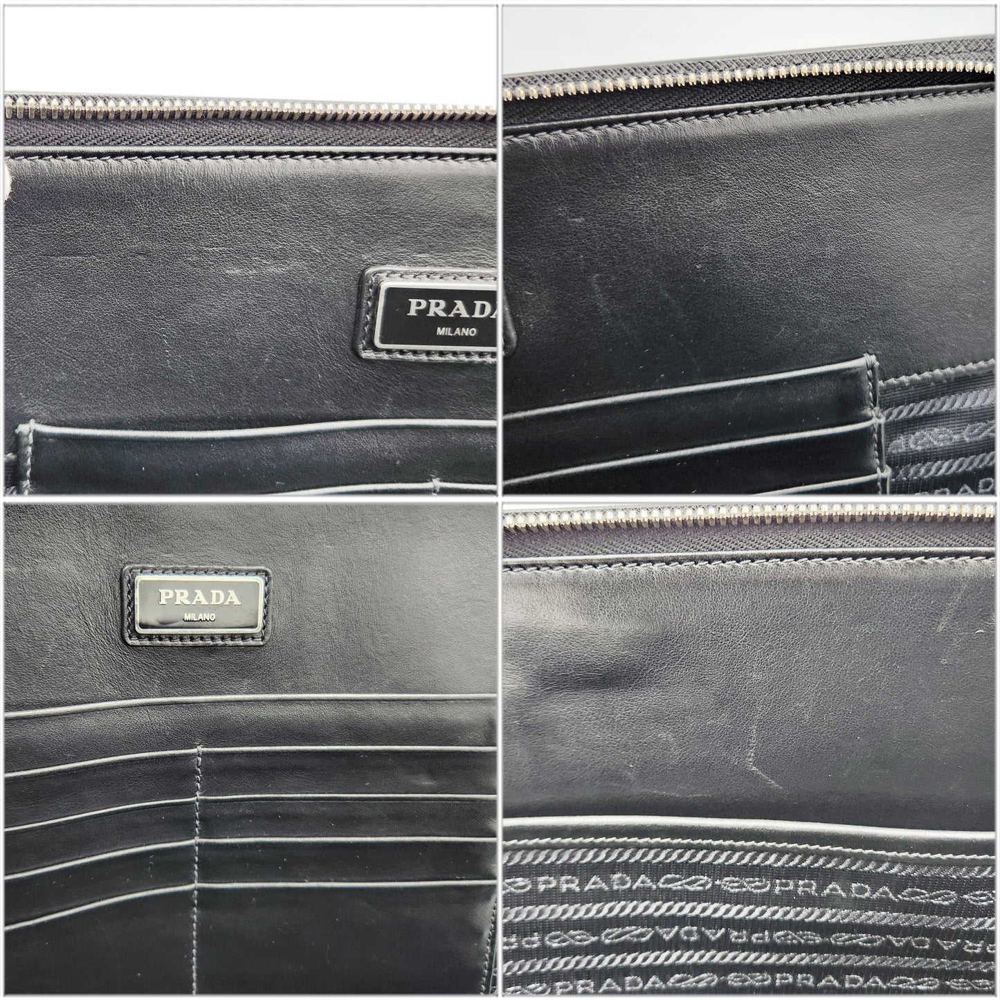 Prada Saffiano Clutch Bag 2Vn003 Black Leather