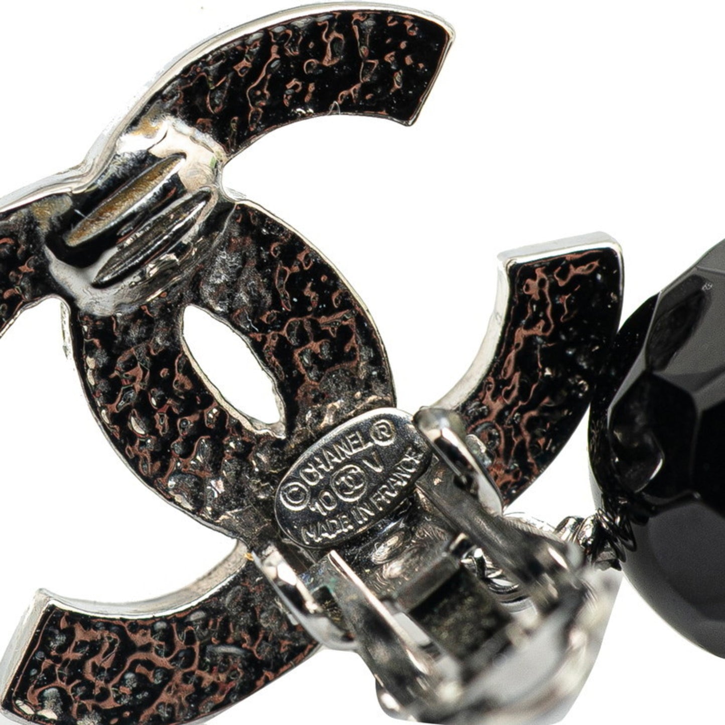 Chanel Coco Mark Swing Earrings In Silver