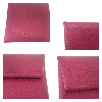 Hermes Bastia Purple Silver Hardware Chevre Wallet/Coin Case