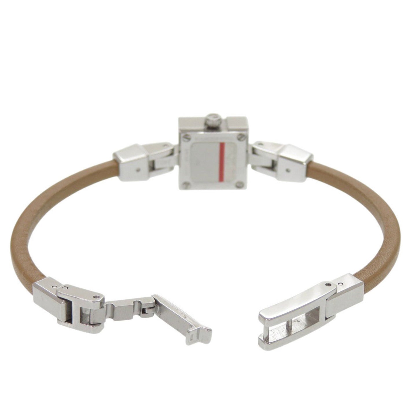 Like New Gucci 102 Stainless Steel Leather Watch With Shell Dial And Brown Quartz Movement