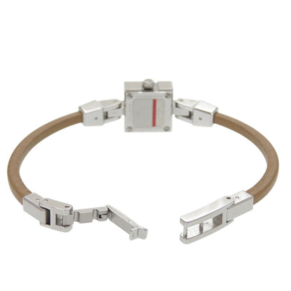 Like New Gucci 102 Stainless Steel Leather Watch With Shell Dial And Brown Quartz Movement