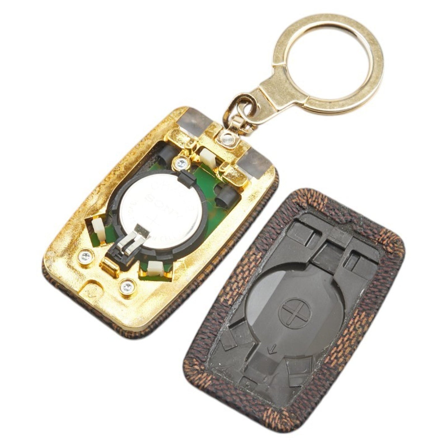 Louis Vuitton Damier Astropyle Keychain Key Ring Bag Charm Light M66186 Brown Gold Pvc Plated