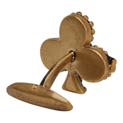 Dolce & Gabbana Dg Logo Clover Chain Motif Cufflinks In Gold