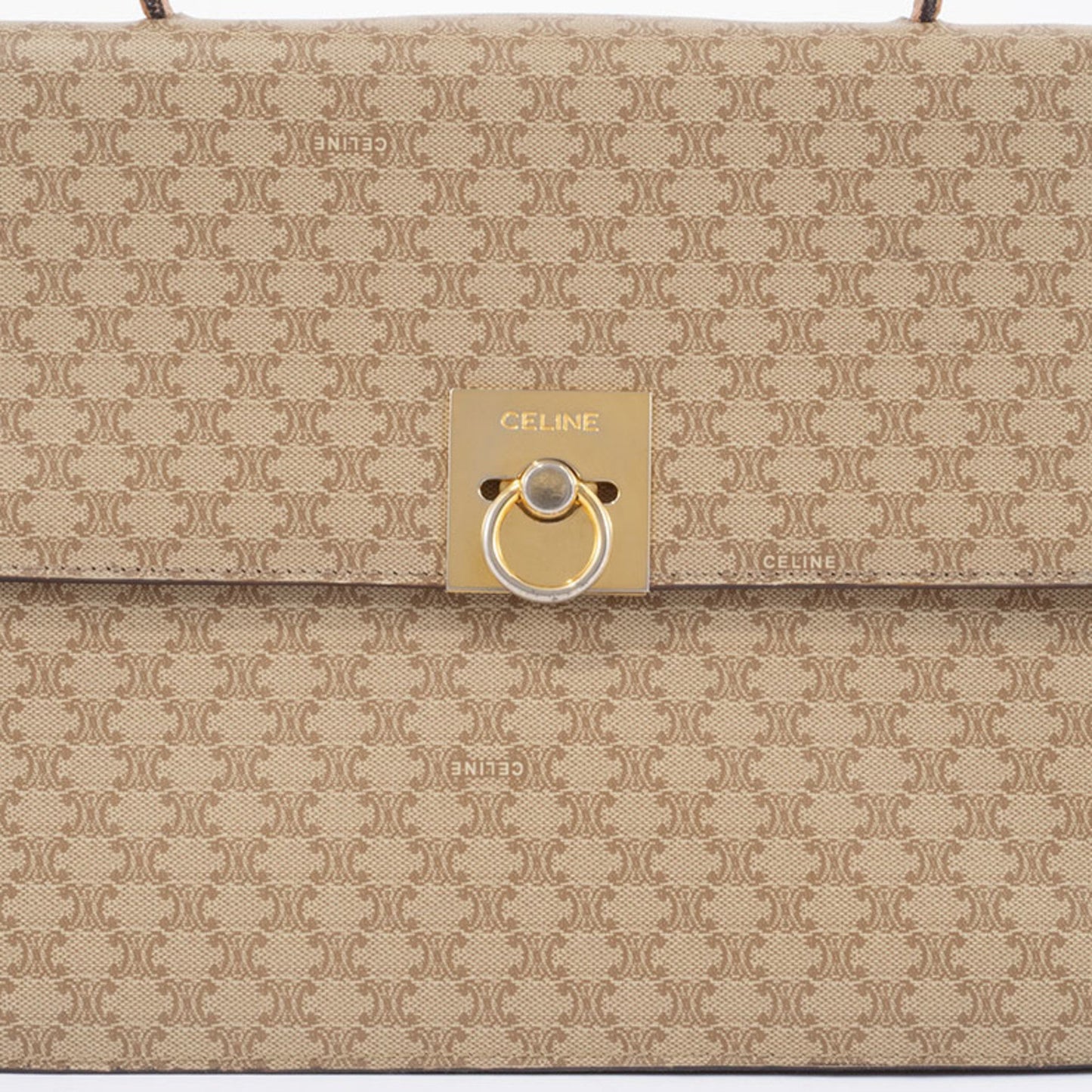 Celine Old Macadam Handbag Pvc Beige