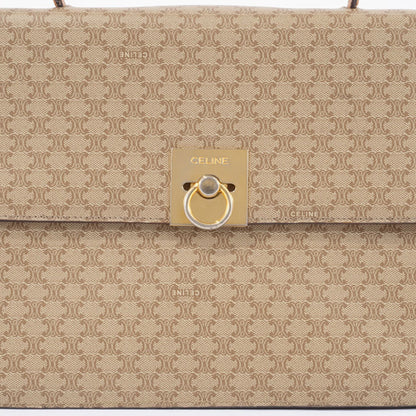 Celine Old Macadam Handbag Pvc Beige